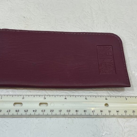 VTG Anne Klein Burgundy Red Soft Leather Eyeglasses Case 3.5"x7" - Picture 9 of 11